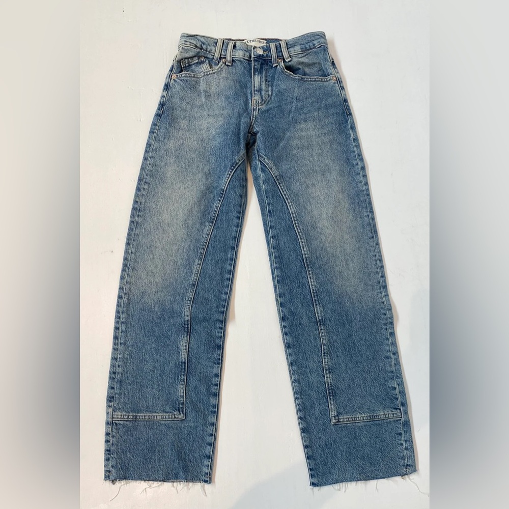 Free People Two-Tone Blue Straight Leg Jeans